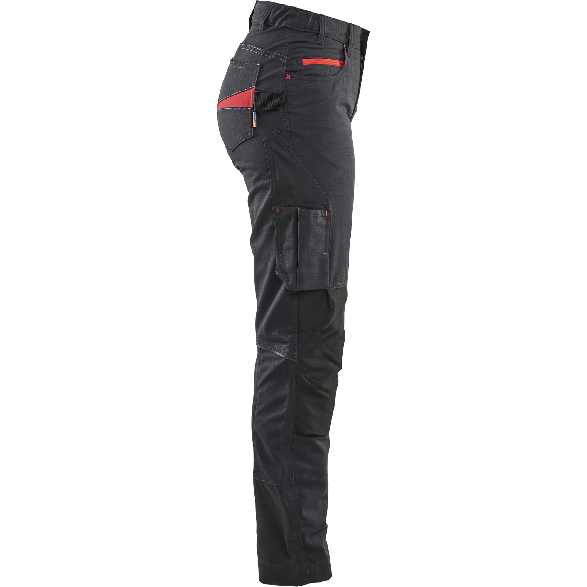 Blaklader Ladies Stretch Work Trousers, Black/Red (2)