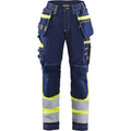 Blaklader High Vis Ladies Stretch Work Trousers, Navy Blue/Yellow
