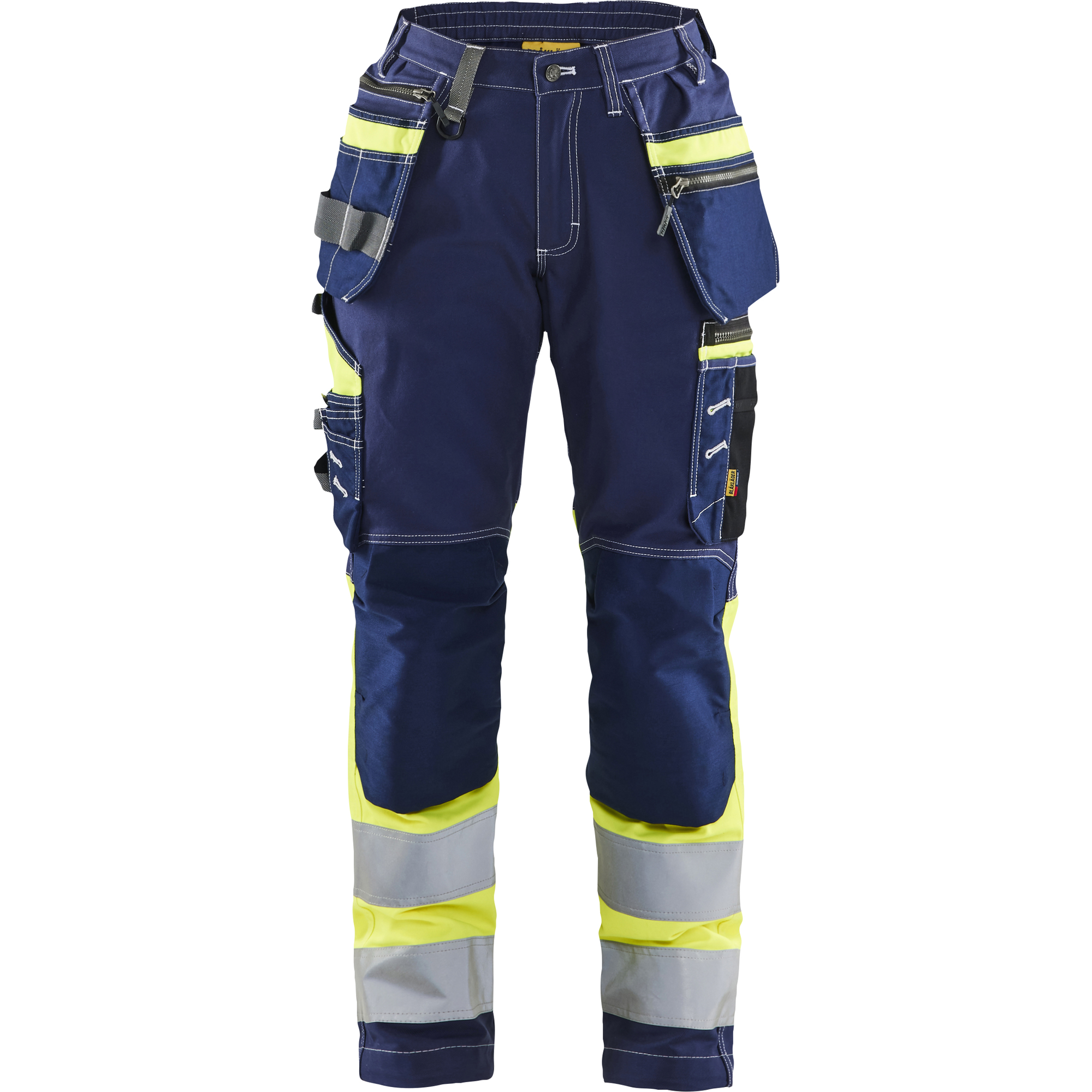 Blaklader High Vis Ladies Stretch Work Trousers, Navy Blue/Yellow