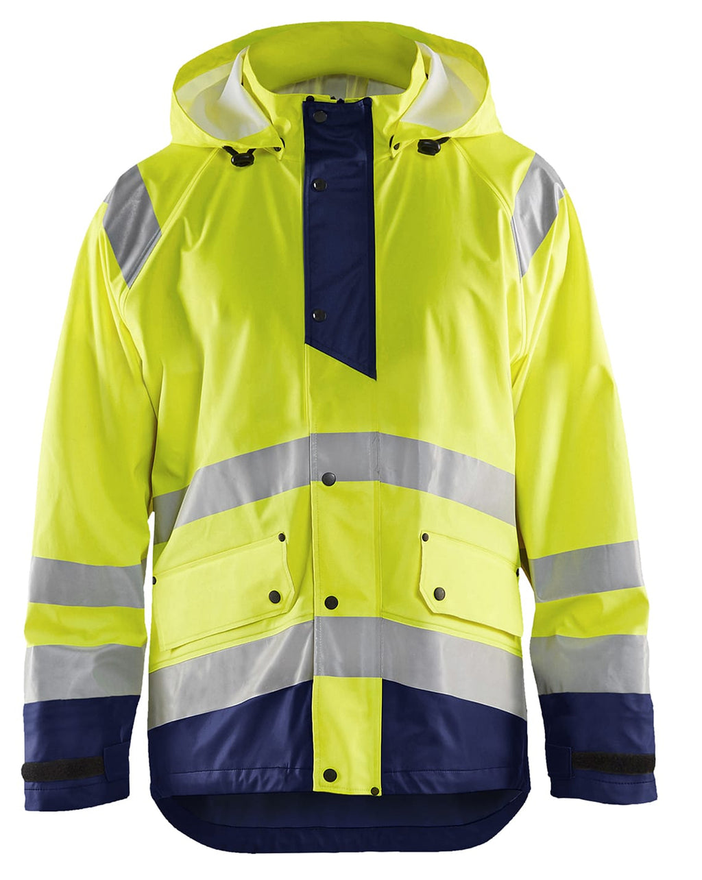 Blaklader High Vis Rain Jacket, Yellow/Navy Blue