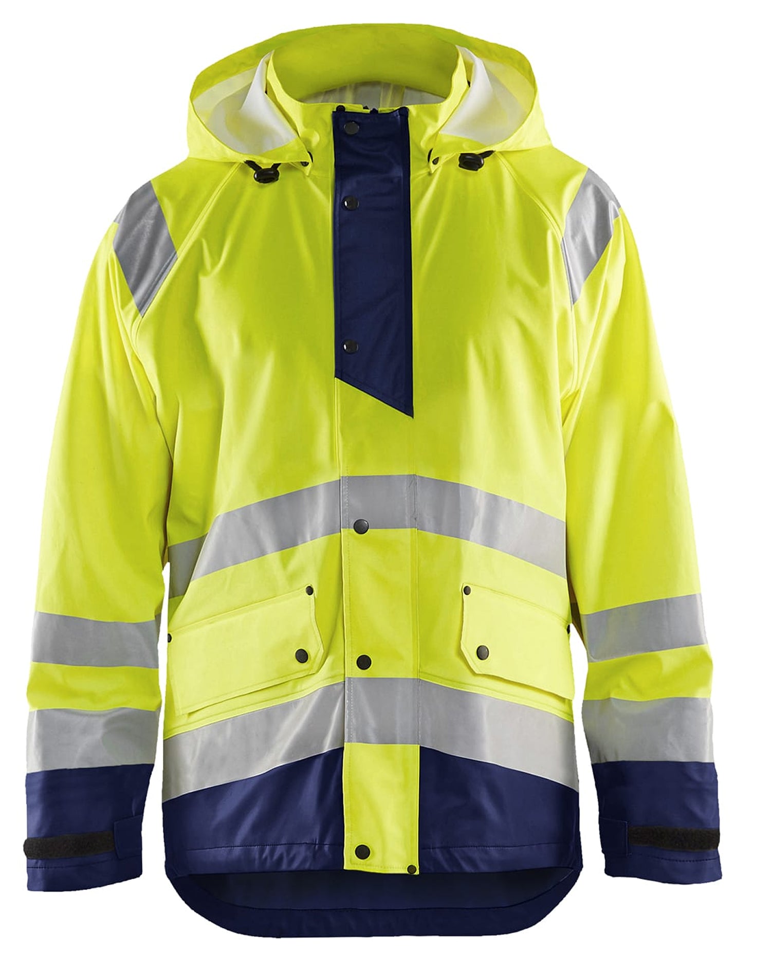 Blaklader High Vis Rain Jacket, Yellow/Navy Blue