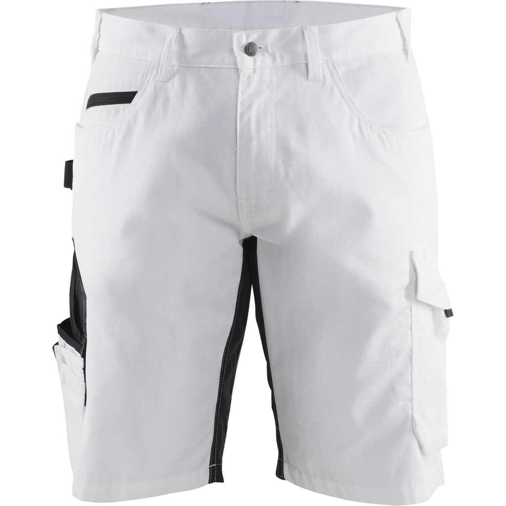 Blaklader Stretch Painter Shorts, White/Dark Grey