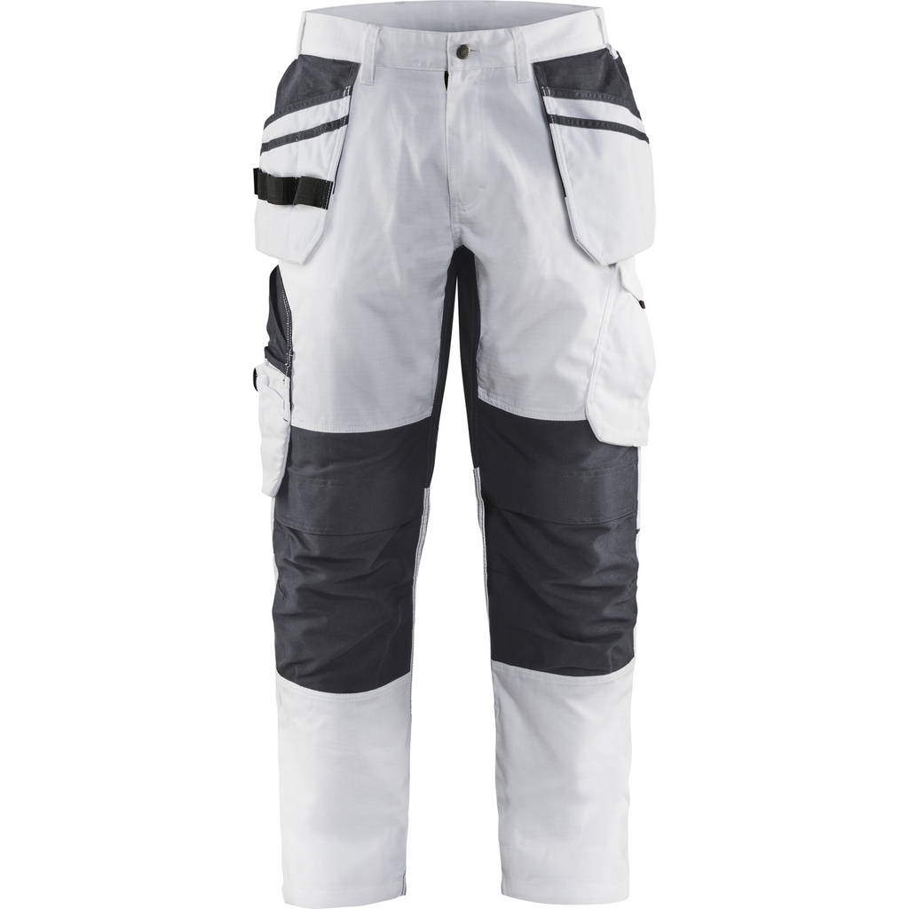 Blaklader Stretch Painters Trousers, White/Dark Grey