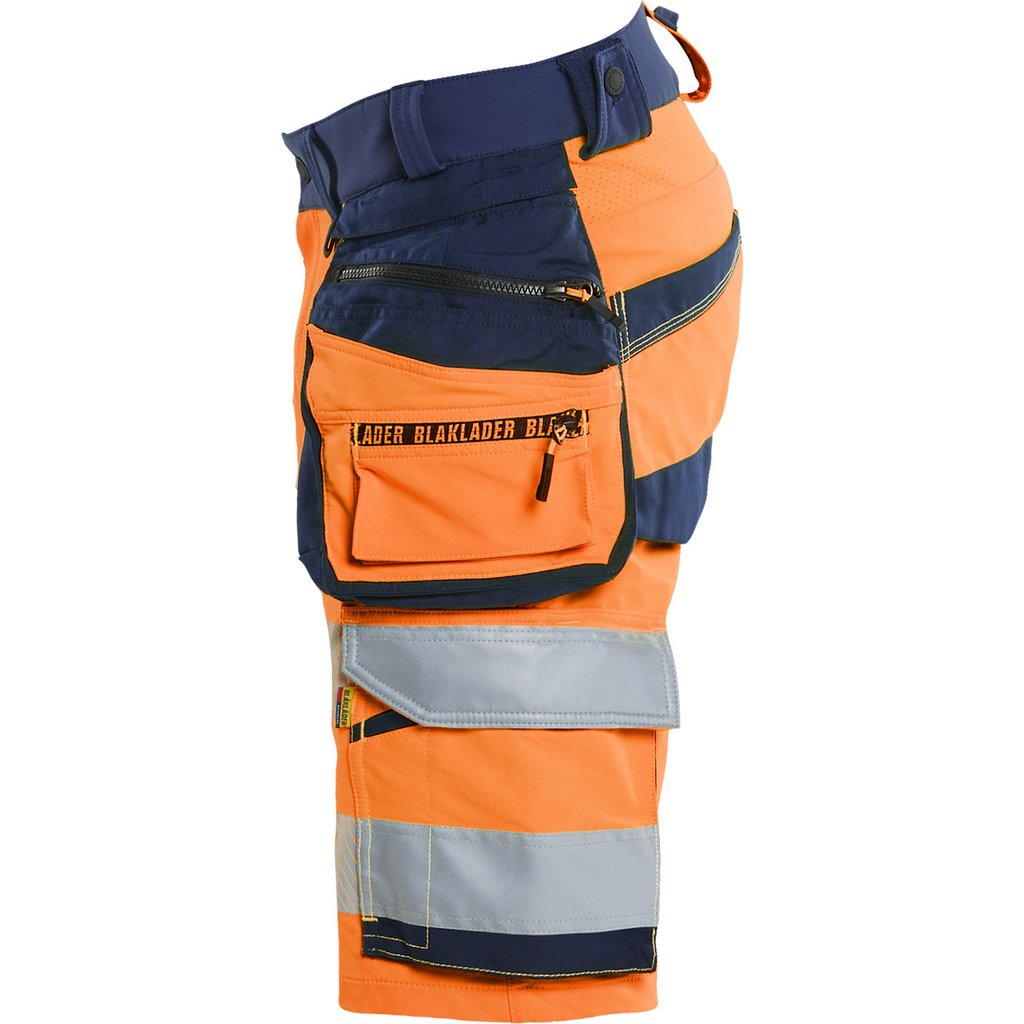 Blaklader High Vis 4-Way Stretch Shorts, Orange/Navy (3)