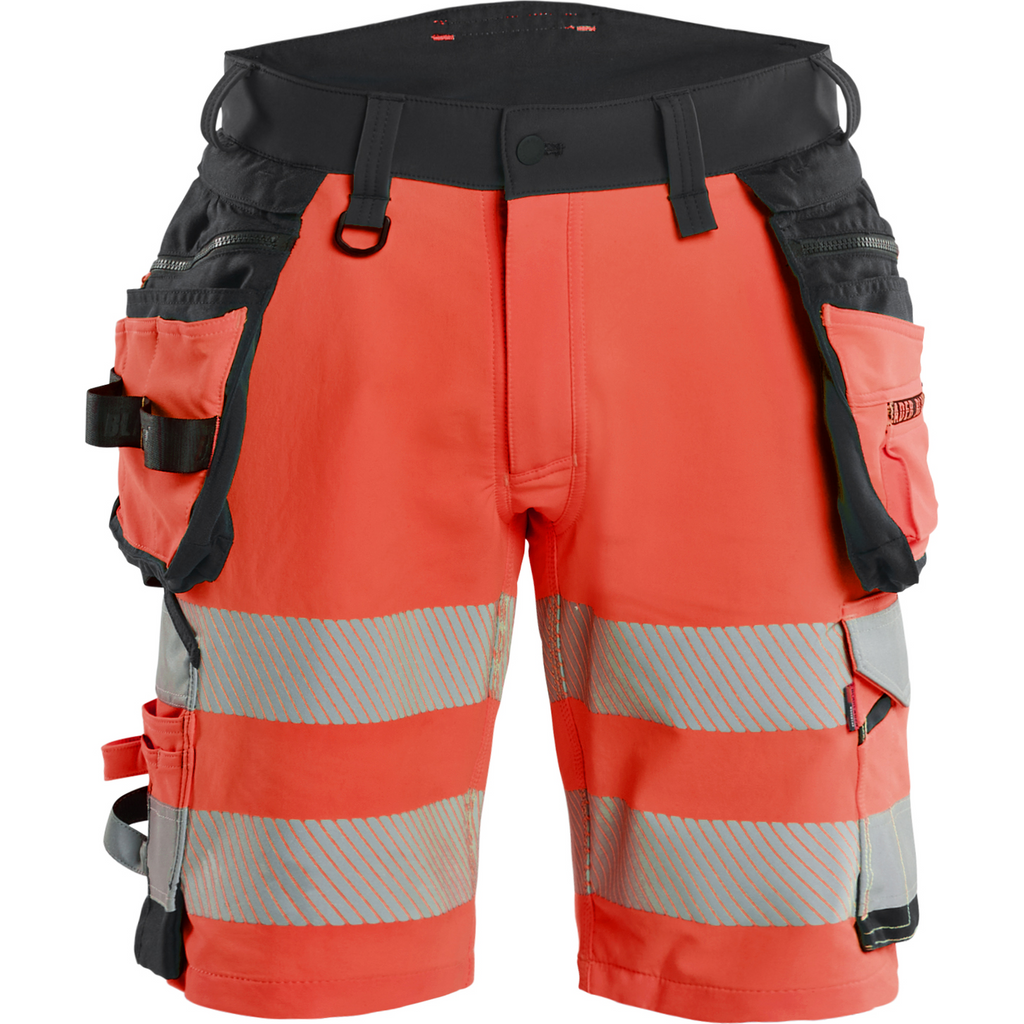 Blaklader High Vis 4-Way Stretch Shorts, Red/Black