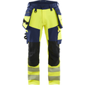 Blaklader High Vis 4-Way Stretch Trousers, Yellow/Navy Blue