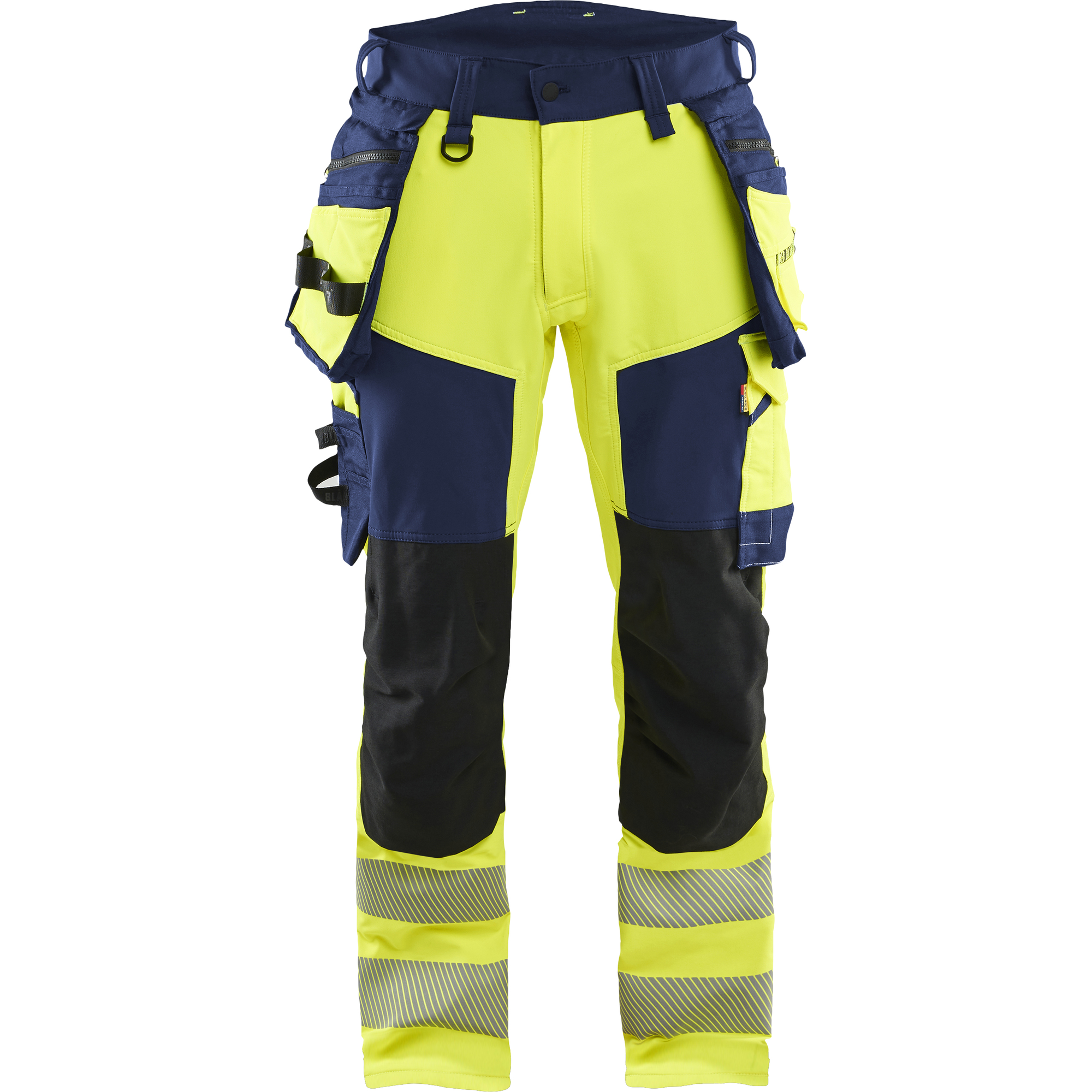 Blaklader High Vis 4-Way Stretch Trousers, Yellow/Navy Blue