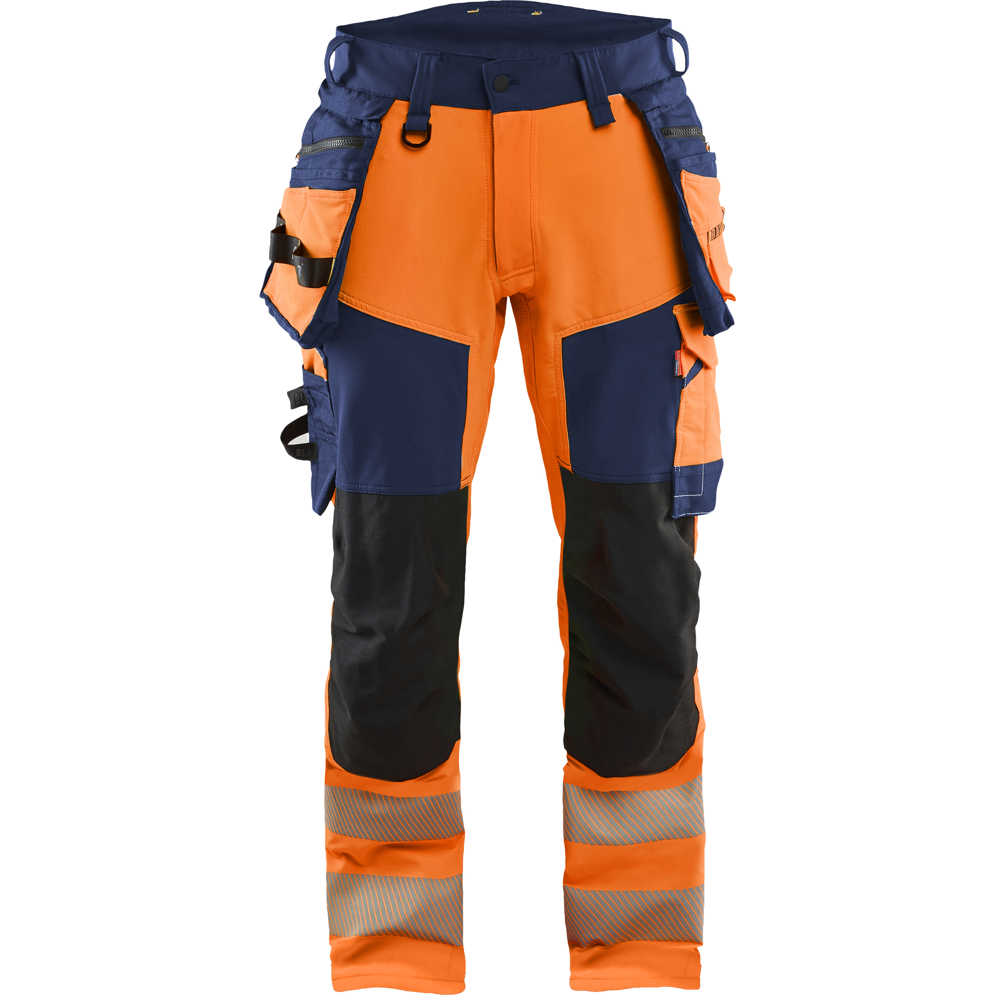 Blaklader High Vis 4-Way Stretch Trousers, Orange/Navy Blue
