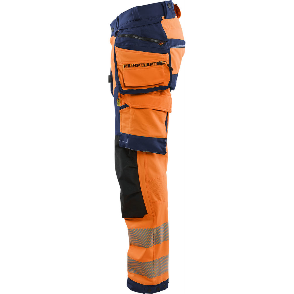 Blaklader High Vis 4-Way Stretch Trousers, Orange/Navy Blue (3)
