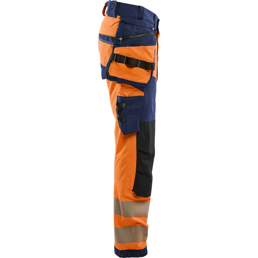 Blaklader High Vis 4-Way Stretch Trousers, Orange/Navy Blue (2)