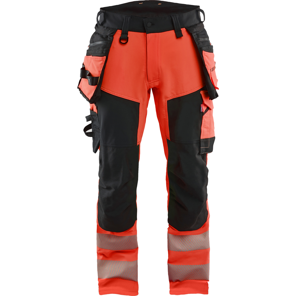 Blaklader High Vis 4-Way Stretch Trousers, Red/Black