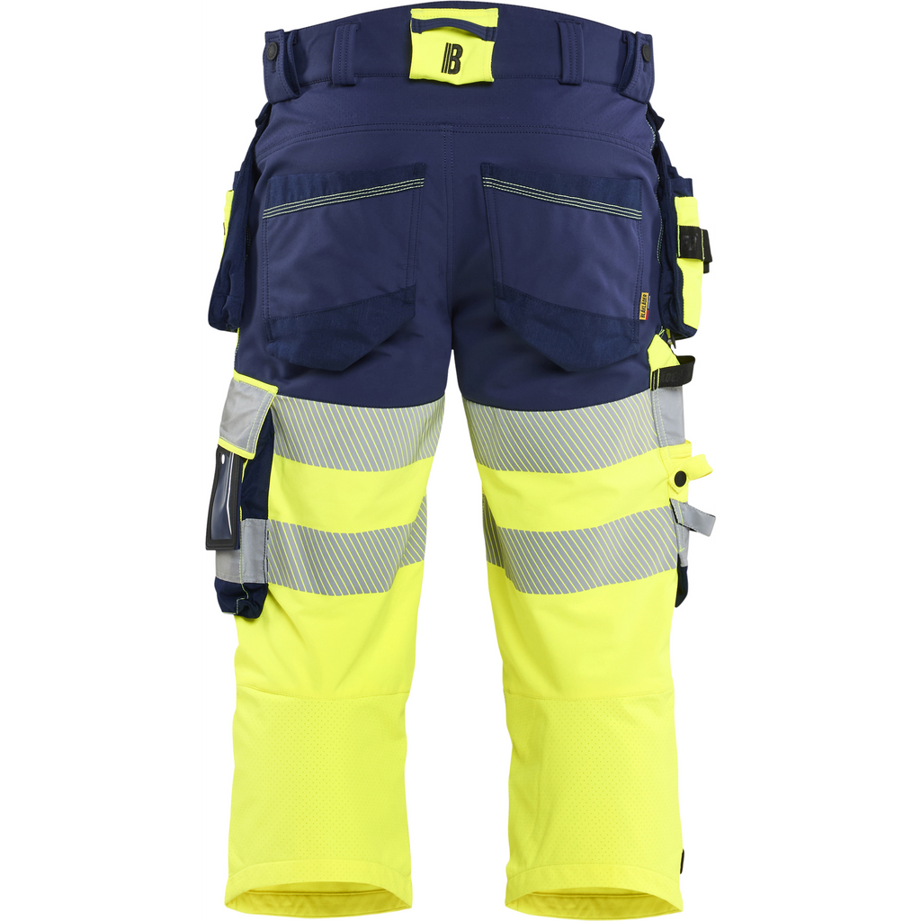 Blaklader High Vis 4-Way Stretch Pirate Trousers, Yellow/Navy Blue (4)