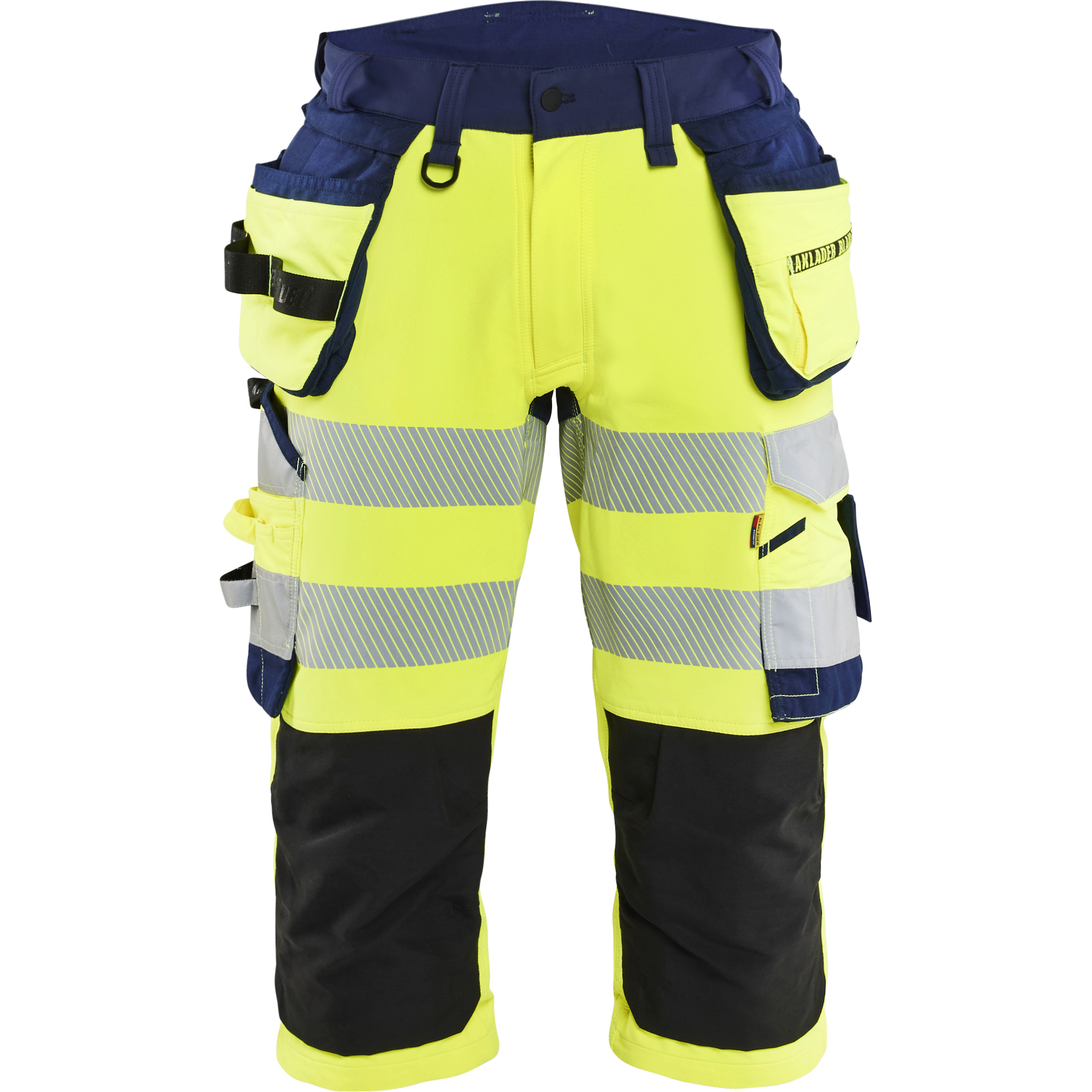 Blaklader High Vis 4-Way Stretch Pirate Trousers, Yellow/Navy Blue