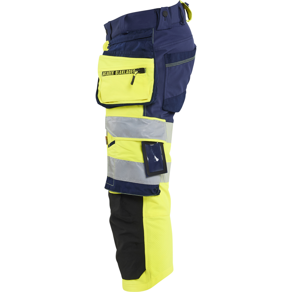 Blaklader High Vis 4-Way Stretch Pirate Trousers, Yellow/Navy Blue (3)