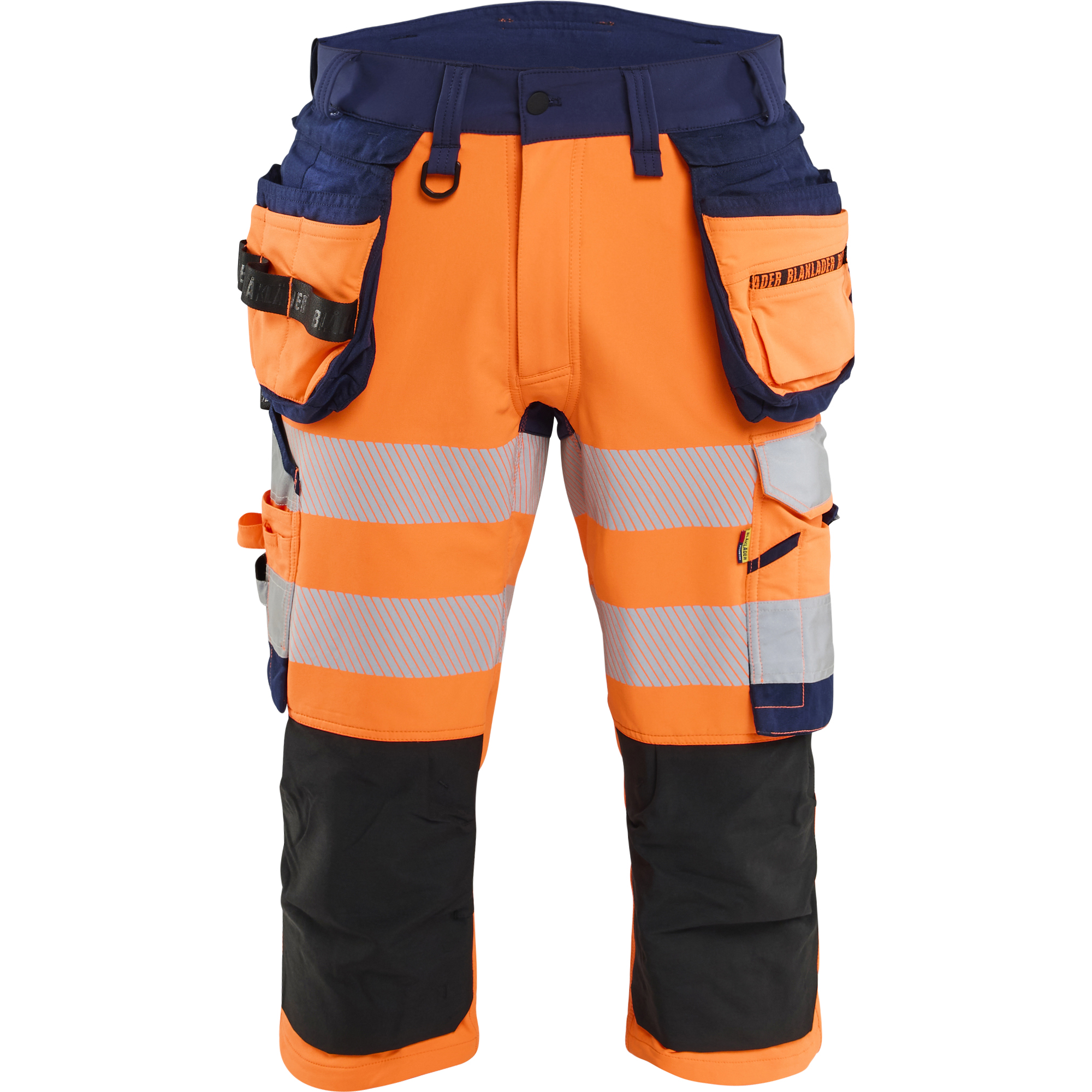 Blaklader High Vis 4-Way Stretch Pirate Trousers, Orange/Navy Blue