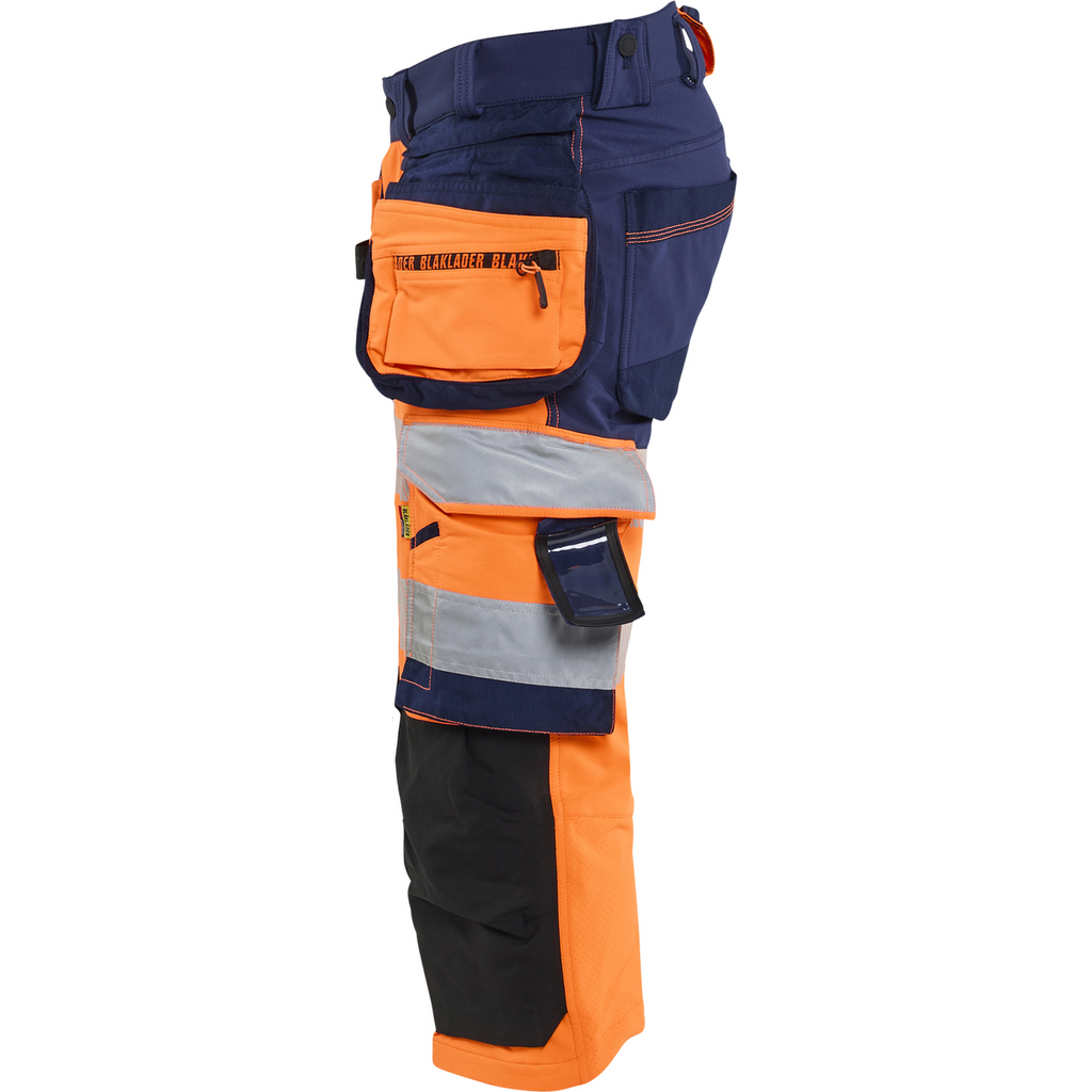 Blaklader High Vis 4-Way Stretch Pirate Trousers, Orange/Navy Blue (3)