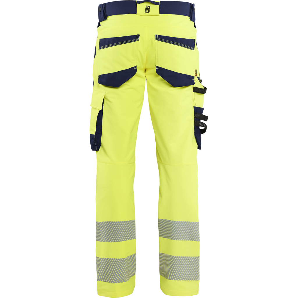 Blaklader Hi-Vis Work Trousers 4-Way Stretch, Hi-Vis Yellow/Navy Blue (4)