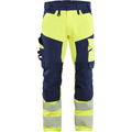 Blaklader Hi-Vis Work Trousers 4-Way Stretch, Hi-Vis Yellow/Navy Blue