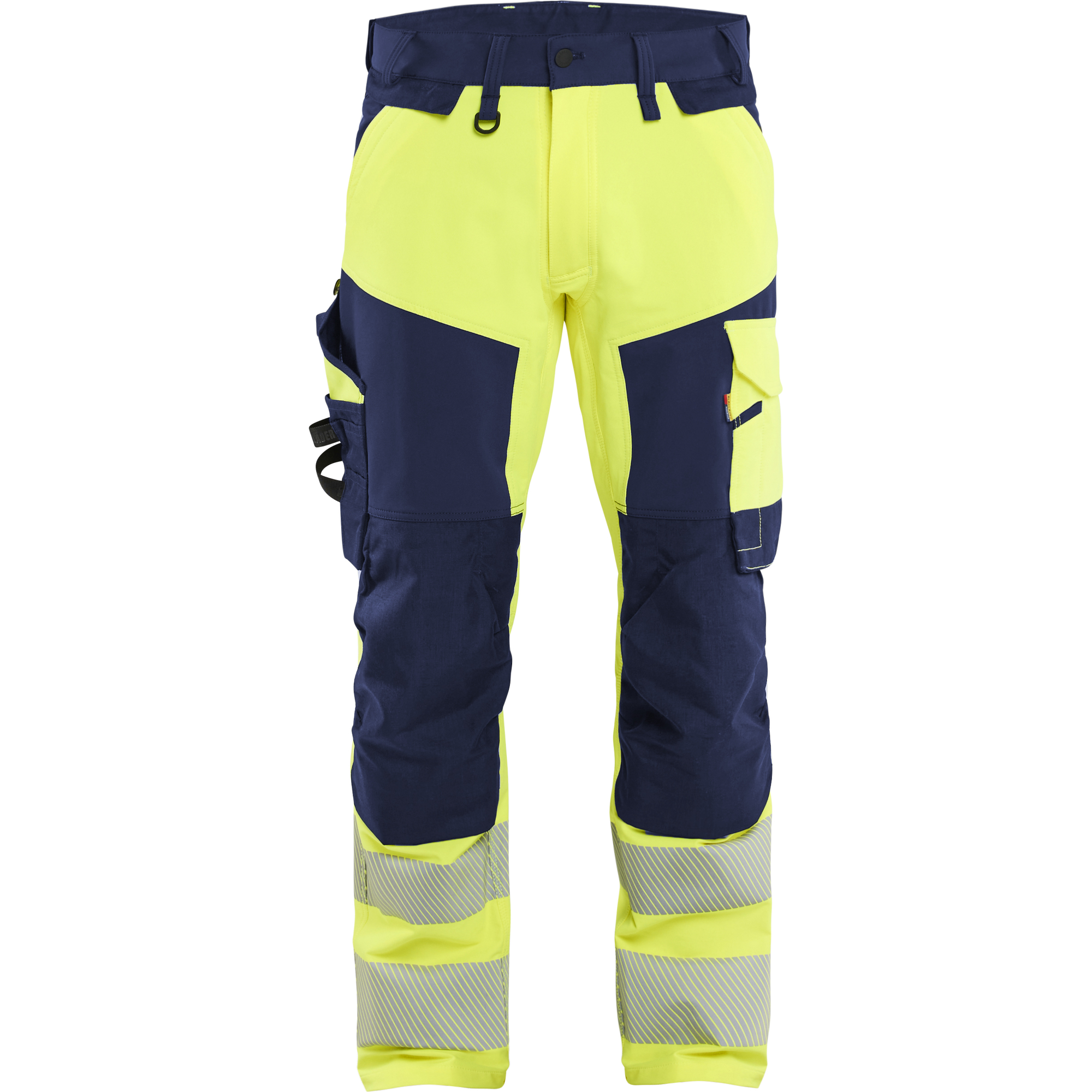 Blaklader Hi-Vis Work Trousers 4-Way Stretch, Hi-Vis Yellow/Navy Blue