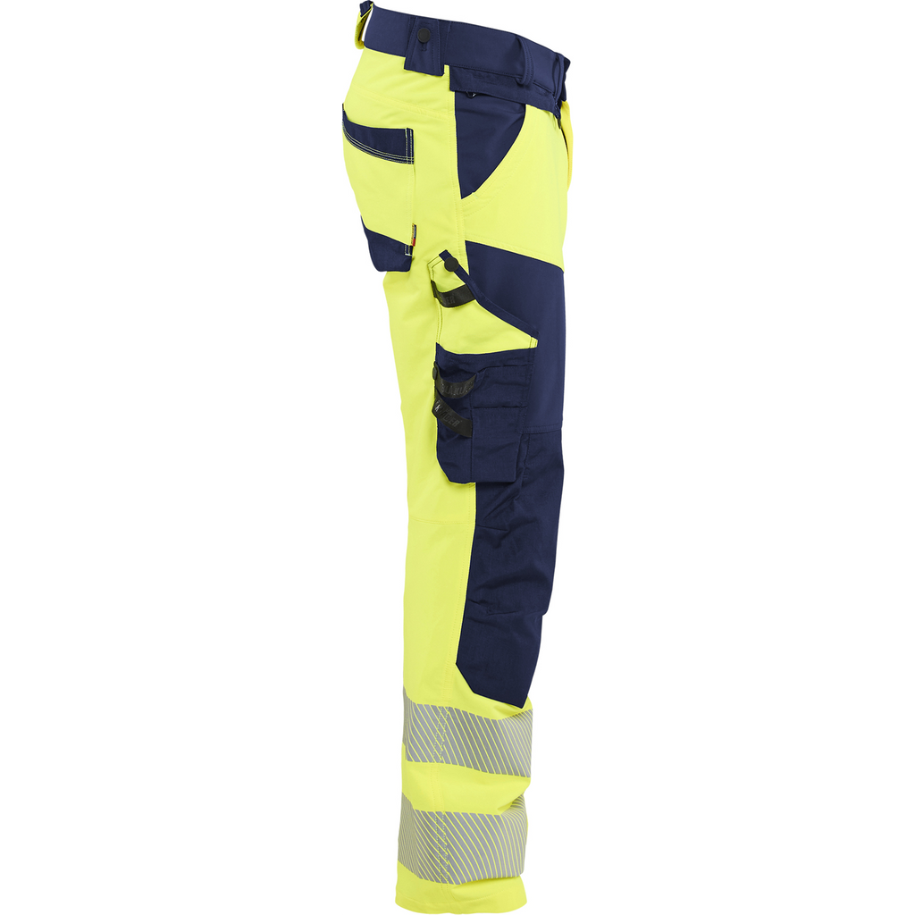 Blaklader Hi-Vis Work Trousers 4-Way Stretch, Hi-Vis Yellow/Navy Blue (2)