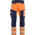 Blaklader Hi-Vis Work Trousers 4-Way Stretch, Hi-Vis Orange/Navy Blue