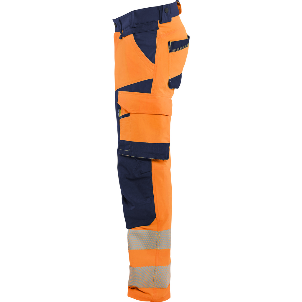 Blaklader Hi-Vis Work Trousers 4-Way Stretch, Hi-Vis Orange/Navy Blue (3)