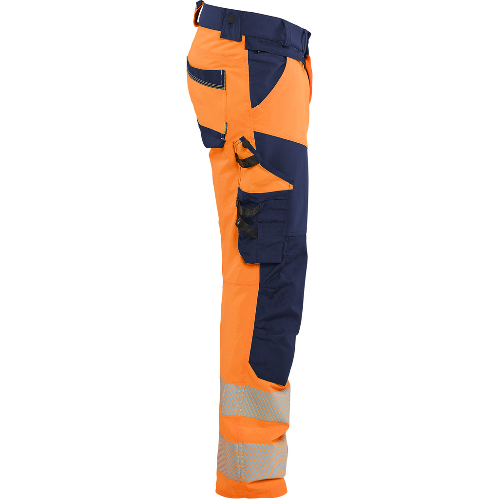 Blaklader Hi-Vis Work Trousers 4-Way Stretch, Hi-Vis Orange/Navy Blue (2)