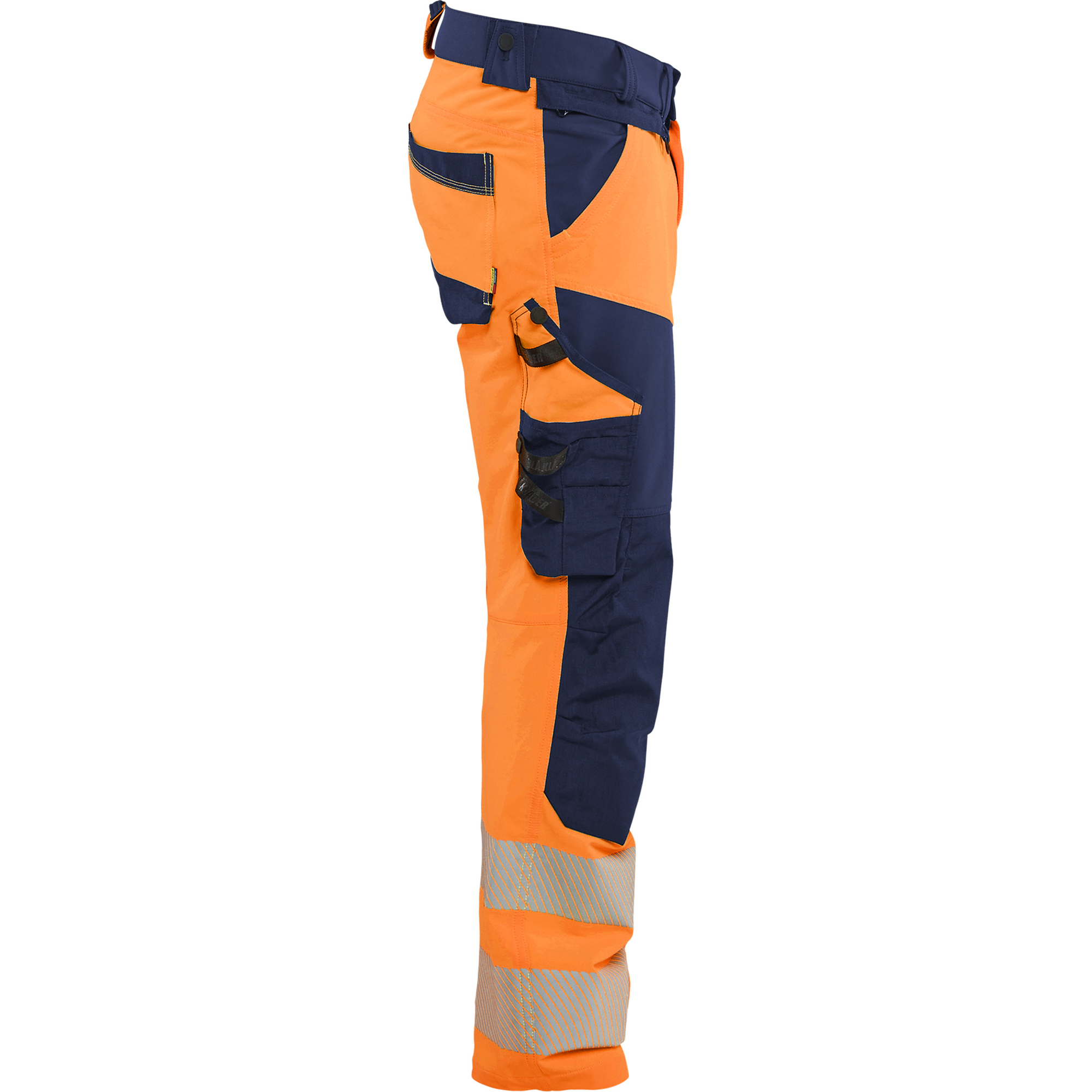 Blaklader Hi-Vis Work Trousers 4-Way Stretch, Hi-Vis Orange/Navy Blue (2)