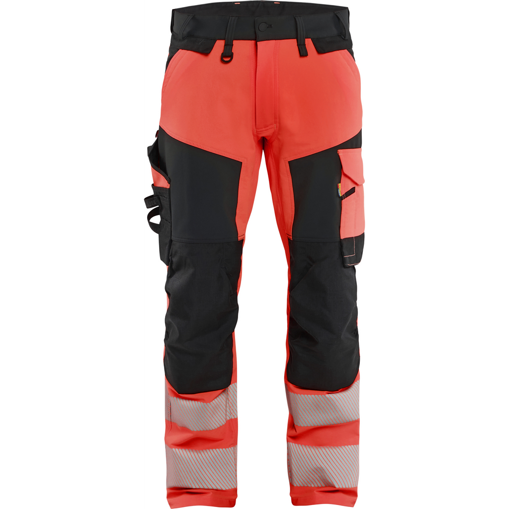 Blaklader Hi-Vis Work Trousers 4-Way Stretch, Hi-Vis Red/Black