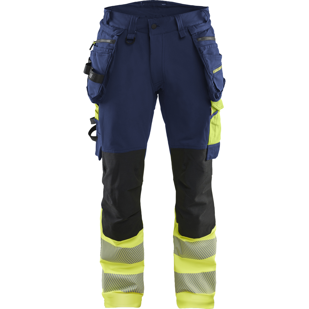Blaklader High Vis 4-Way Stretch Trousers, Navy/ Yellow
