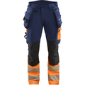 Blaklader High Vis 4-Way Stretch Trousers, Navy/Orange