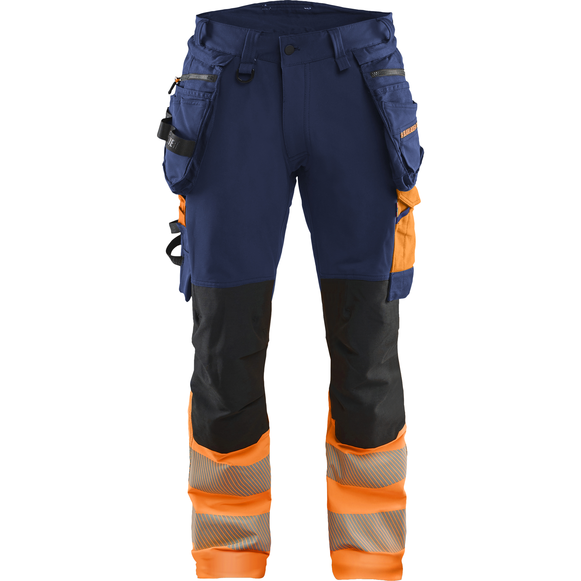 Blaklader High Vis 4-Way Stretch Trousers, Navy/Orange