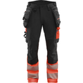Blaklader High Vis 4-Way Stretch Trousers, Black/High Vis Red