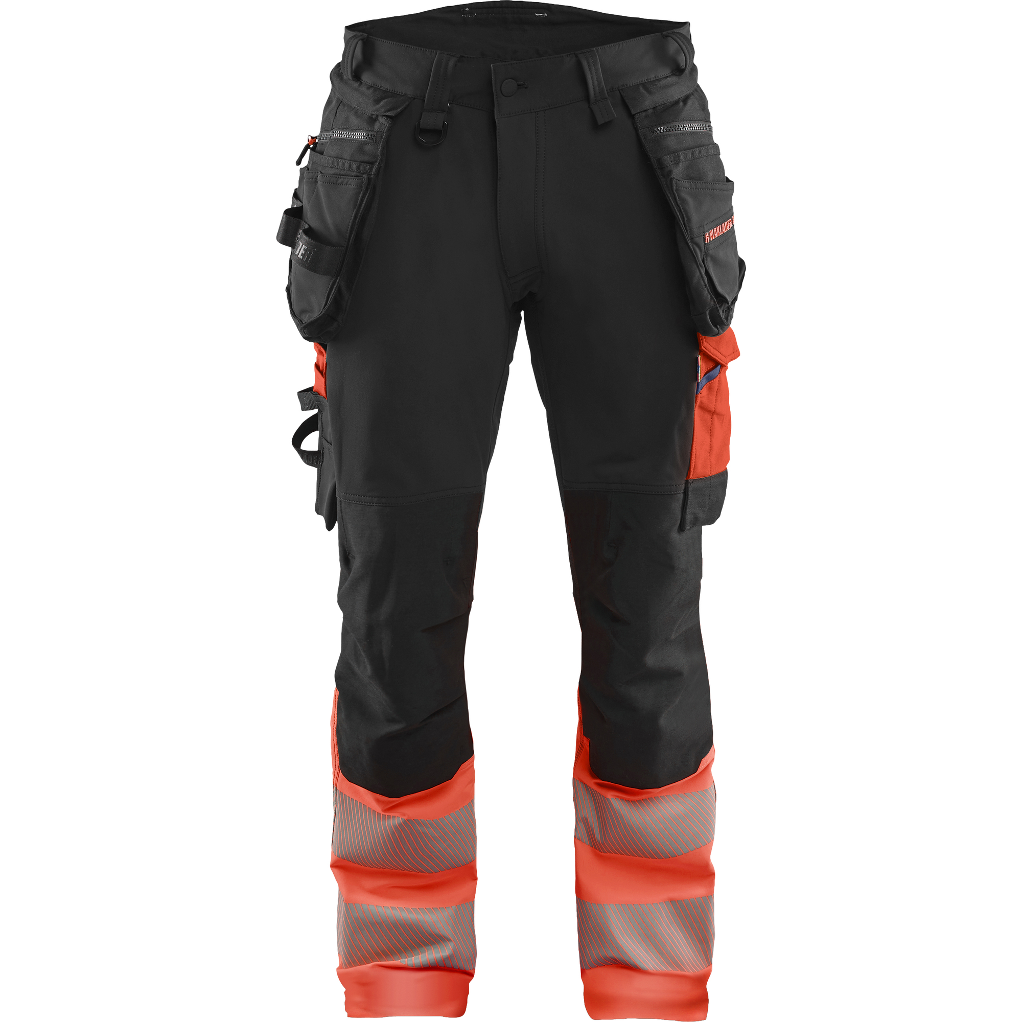 Blaklader High Vis 4-Way Stretch Trousers, Black/High Vis Red