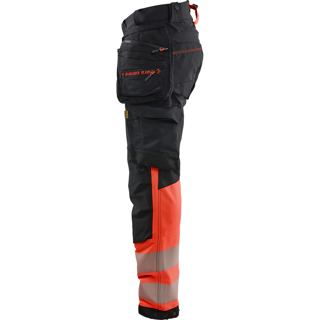 Blaklader High Vis 4-Way Stretch Trousers, Black/High Vis Red (3)