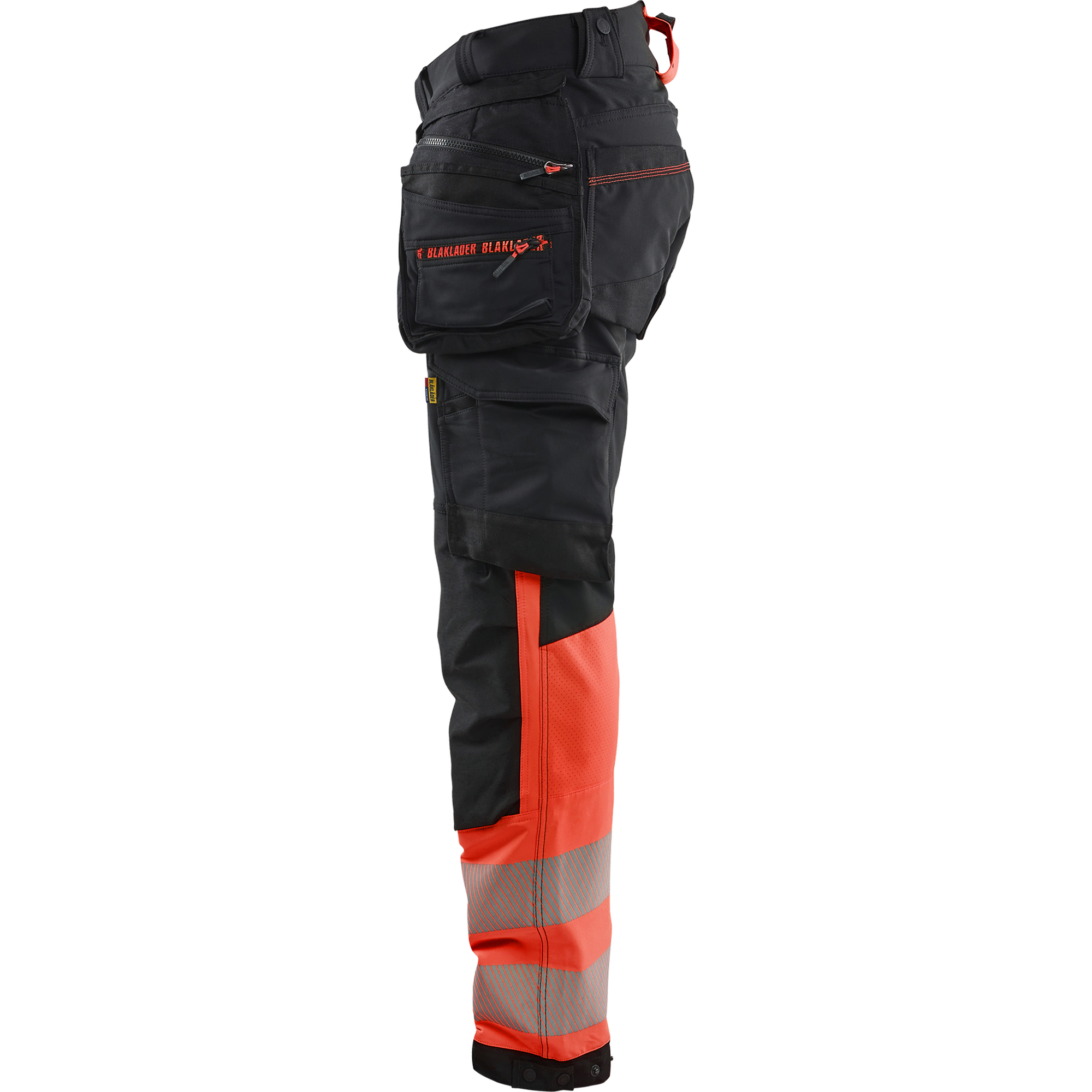 Blaklader High Vis 4-Way Stretch Trousers, Black/High Vis Red (3)