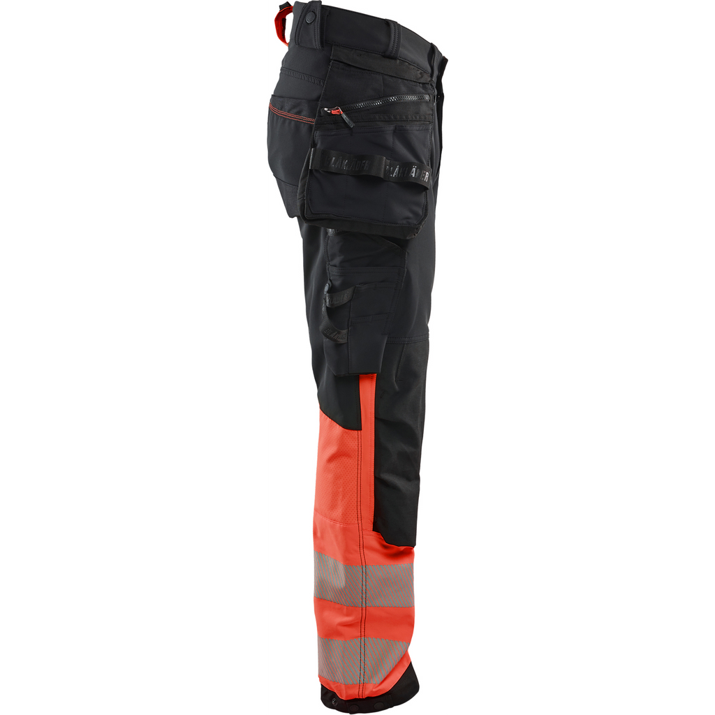 Blaklader High Vis 4-Way Stretch Trousers, Black/High Vis Red (2)