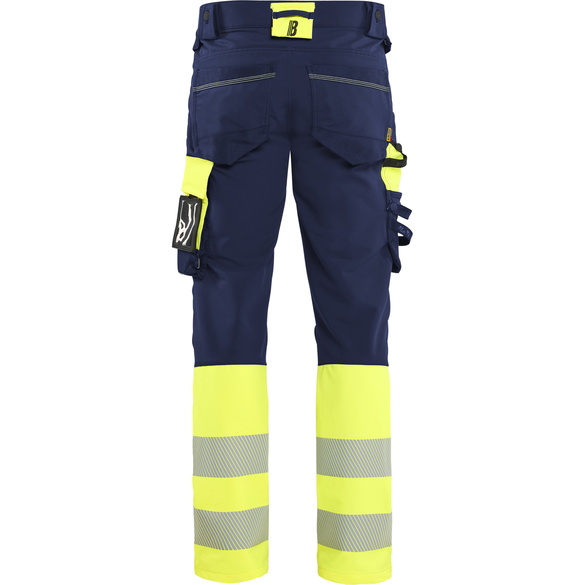 Blaklader Hi-Vis Work Trousers 4-Way Stretch, Navy/Hi-Vis Yellow (4)