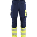 Blaklader Hi-Vis Work Trousers 4-Way Stretch, Navy/Hi-Vis Yellow