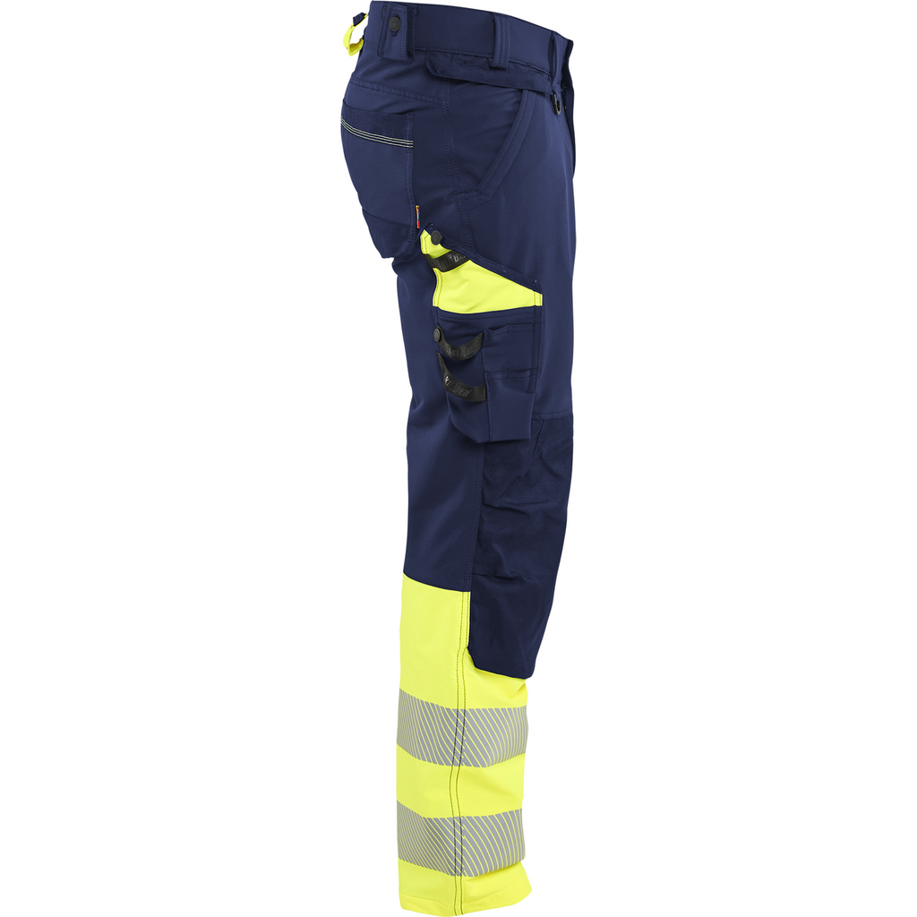 Blaklader Hi-Vis Work Trousers 4-Way Stretch, Navy/Hi-Vis Yellow (2)