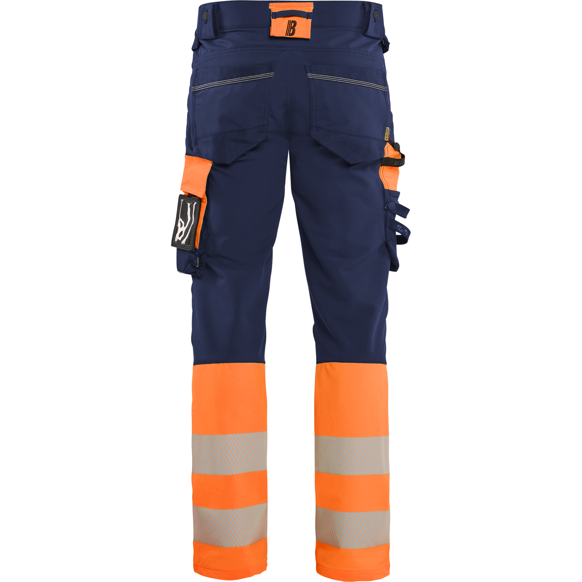 Blaklader Hi-Vis Work Trousers 4-Way Stretch, Navy/Orange (4)