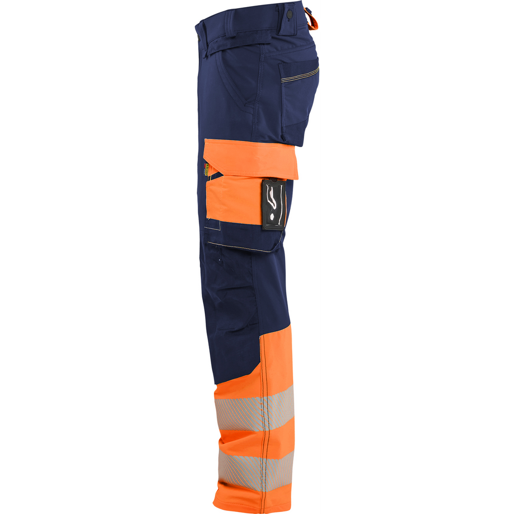 Blaklader Hi-Vis Work Trousers 4-Way Stretch, Navy/Orange (3)