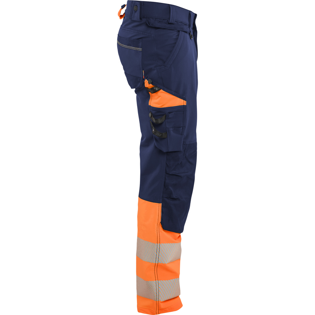 Blaklader Hi-Vis Work Trousers 4-Way Stretch, Navy/Orange (2)