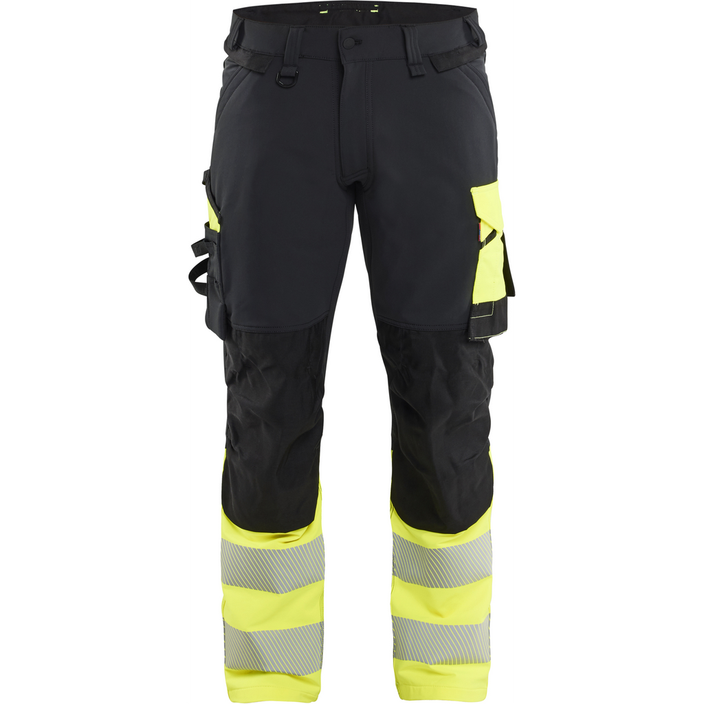 Blaklader Hi-Vis Work Trousers 4-Way Stretch, Black/Hi-Vis Yellow
