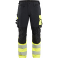 Blaklader Hi-Vis Work Trousers 4-Way Stretch, Black/Hi-Vis Yellow
