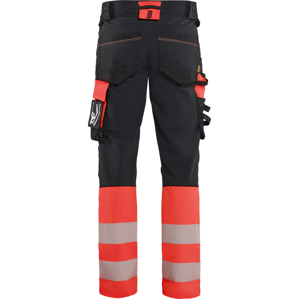 Blaklader Hi-Vis Work Trousers 4-Way Stretch, Black/Hi-Vis Red (4)