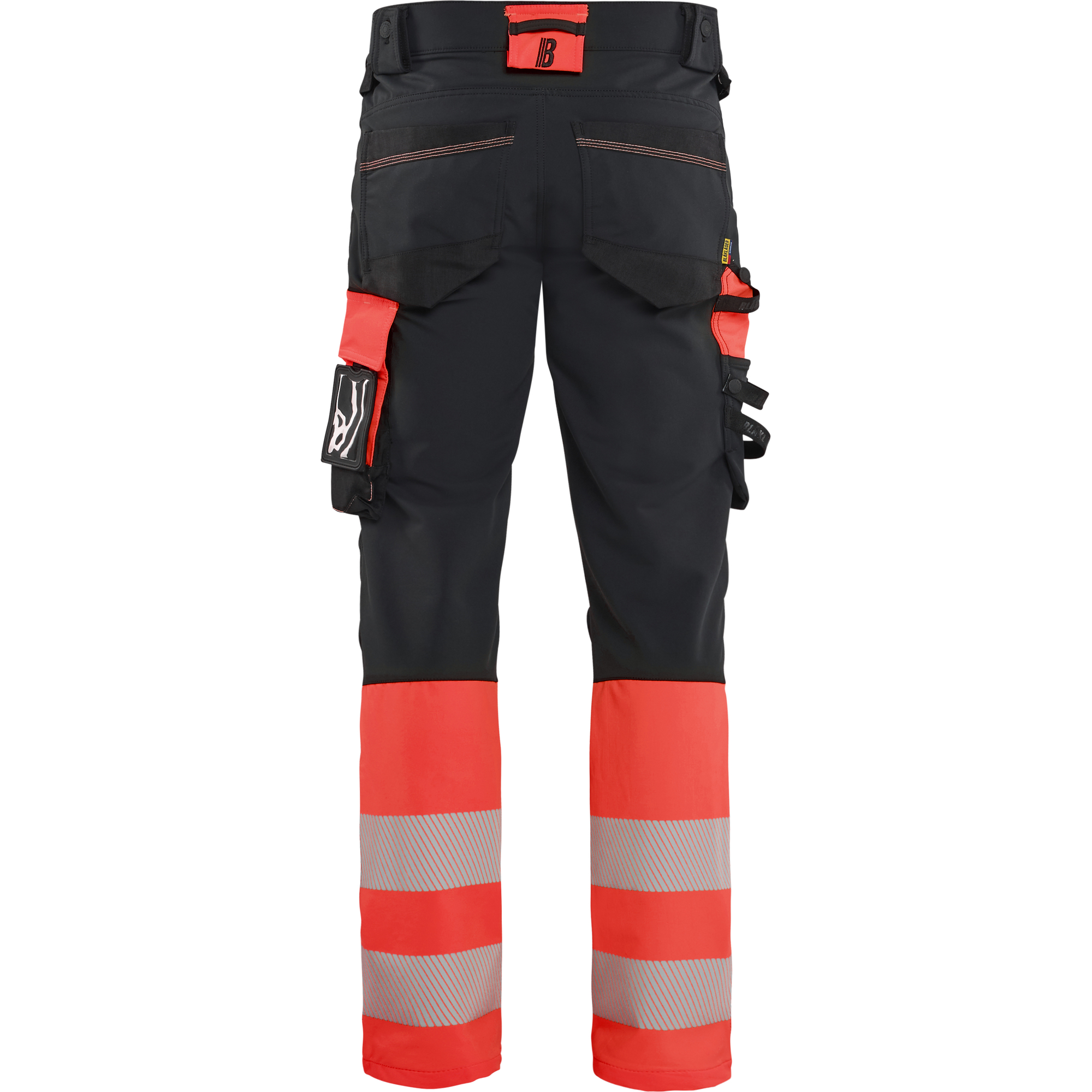 Blaklader Hi-Vis Work Trousers 4-Way Stretch, Black/Hi-Vis Red (4)