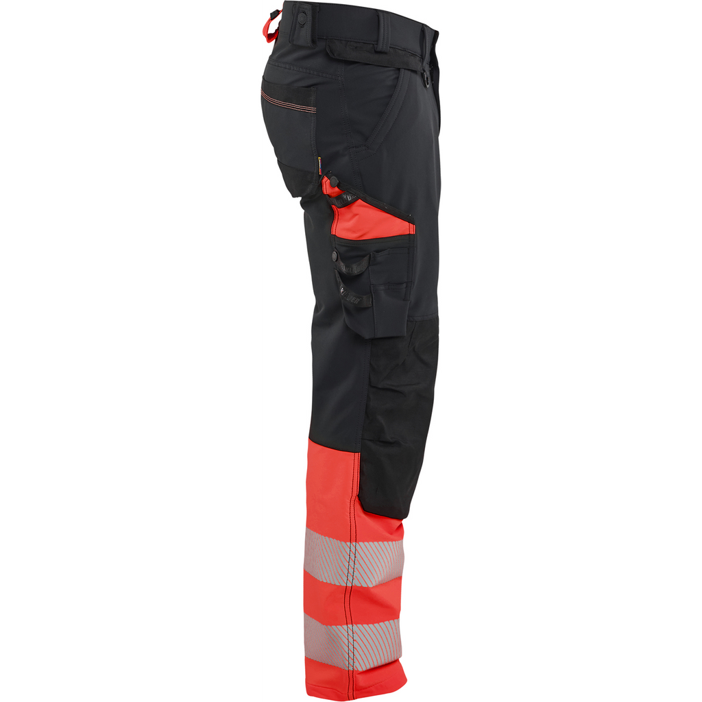 Blaklader Hi-Vis Work Trousers 4-Way Stretch, Black/Hi-Vis Red (2)