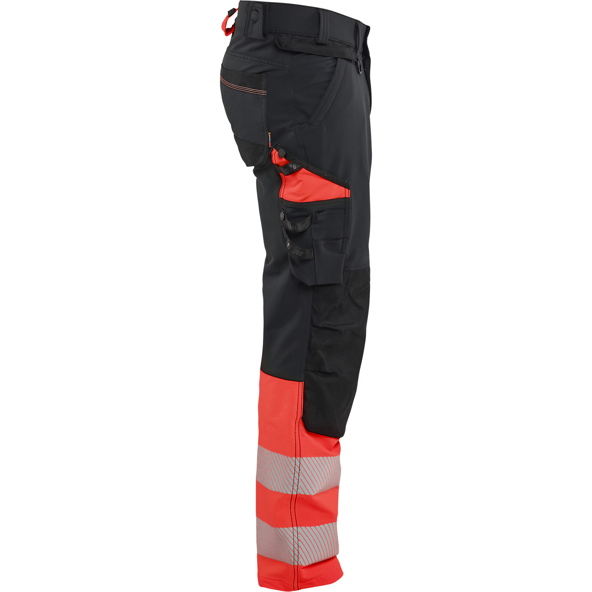 Blaklader Hi-Vis Work Trousers 4-Way Stretch, Black/Hi-Vis Red (2)