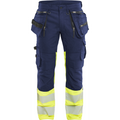 Blaklader High Vis Stretch Trousers, Navy/ Yellow